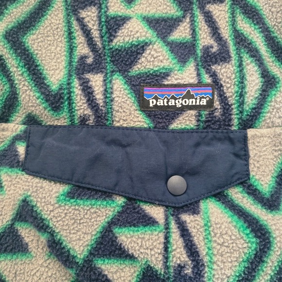 Patagonia Synchilla Snap-T Fleece Montana Siete Green Geometric Print Mens XS
